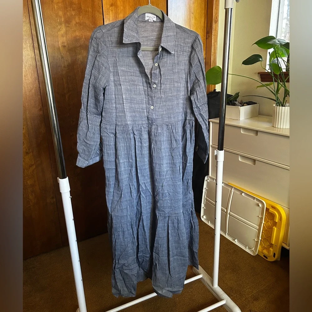 Félicité Blue Button-Up Dress - Picture 1 of 7